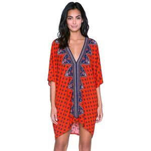 Tigerlily NWT Oversized Boho Kaftan Navy Orange Agar Print REVOLVE Medium Large